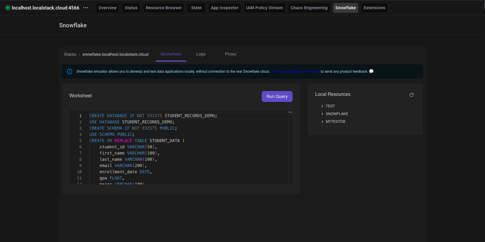Running SQL queries